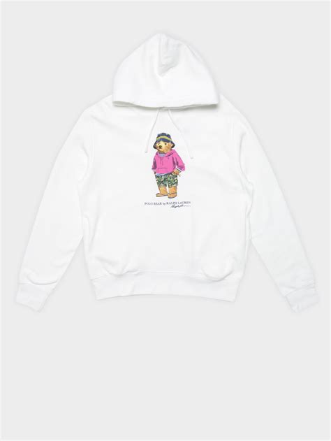 Polo Bear Hoodie In White Glue Store