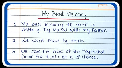 My Best Memory Essay In English Ten Lines On My Best Memory Youtube