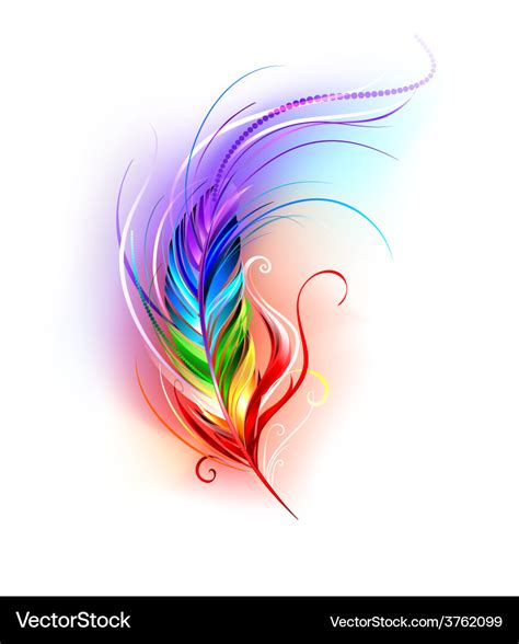 Rainbow Feather On White Background Royalty Free Vector