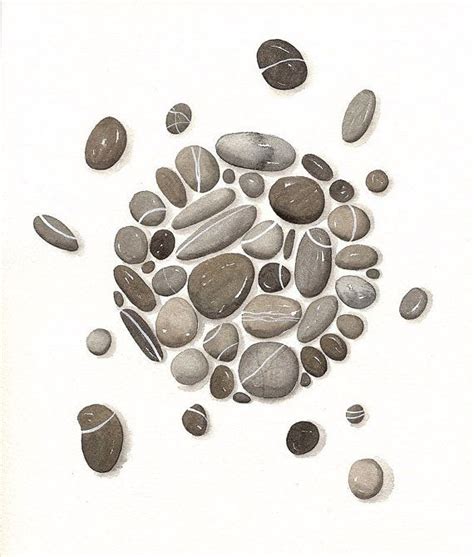 48 fra 1913 af marsden hartley i røde og gule farver, som vi har leget lidt med. Original Watercolor Painting Pebbles No 48 by by ...