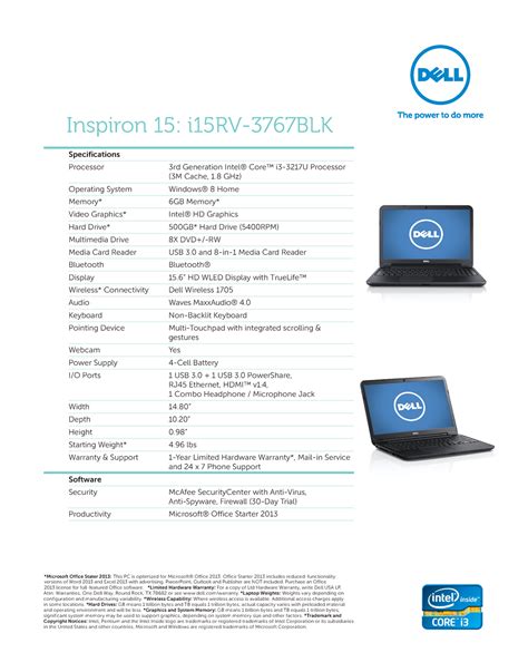 Dell Inspiron 15 I15rv1383blk Inspiron 15 I15rv 3767blk Attn