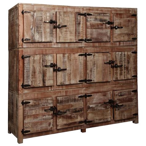 Large Rustic Reclaimed Wood 12 Storage Box Wall Unit Storage Cabinet