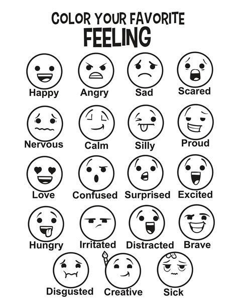 Feelings Chartchildrens Mental Healthprintable Counseling Activities