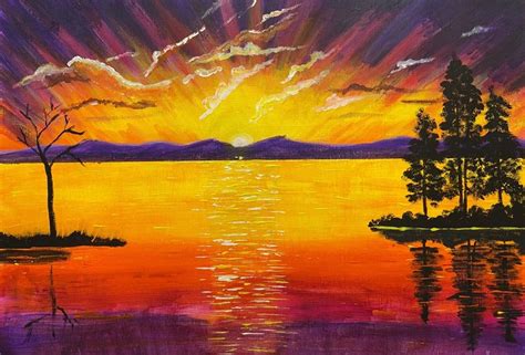 Watch Sunset Lake Painting Lake Painting Lake Sunset Painting Lake