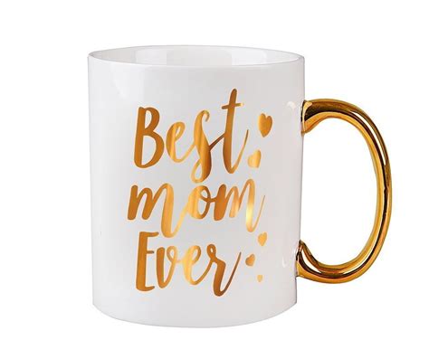 Best Mom Ever Mum Mug Gold Handle Coffee Mug For Mom 12 Oz Ceramic Tea Cup W Ehme Tea Cup