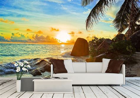 Wall26 Tropical Beach At Sunset Nature Background Removable Wall