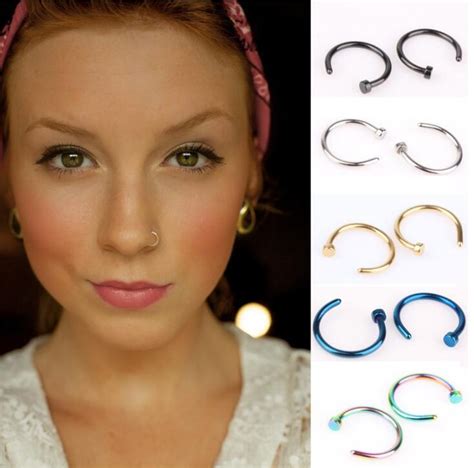 2020 Fashion Nose Rings Stainless Steel Nose Open Hoop Ring Button