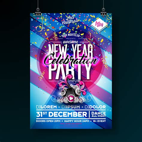 New Year Party Celebration Poster 336979 Vector Art At Vecteezy