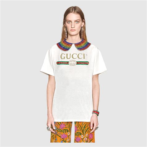 Gucci Gucci Logo Collared Cotton T Shirt Detail 3 Womens Shirts Sweatshirt Shirt T Shirts