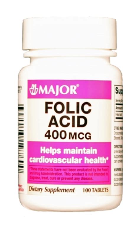 Major Folic Acid 400mcg Tab Folic Acid 400 Mcg Tan 100 Tablets Upc