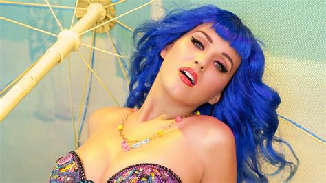 Wallpaper Katy Perry Brunette Singer California Gurls Blue Hair