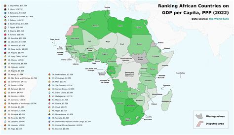 Oc I Made A Map Ranking Africas Wealthiest Countries Based On Ppp Adjusted Gdp Per Capita