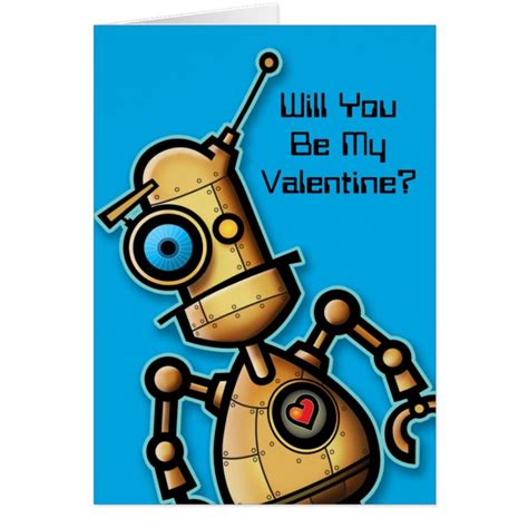 Cute Robot Valentine Card Zazzle