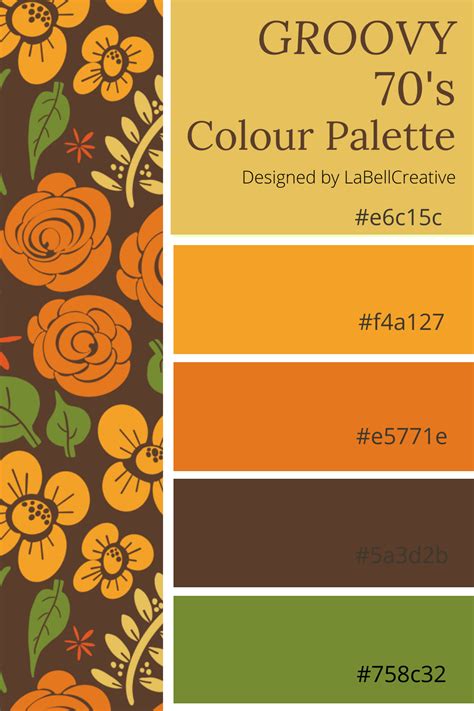 Groovy 70s Colour Palette With Hex Codes 70s Colours Hex Codes