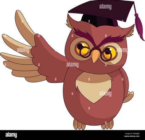 Cartoon Wise Owl With Graduation Cap Stock Vector Image And Art Alamy