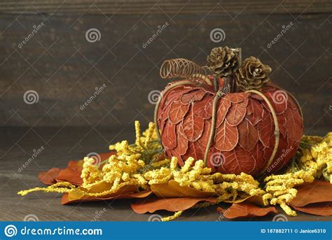Rustic Autumn Pumpkin Background Thanksgiving Decorations Stock Image