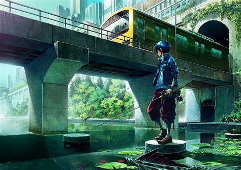 2560x1440px Free Download Hd Wallpaper Anime Boy Train Bridge