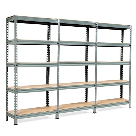 Costway 3pcs 5 Tier Metal Storage Shelves 60adjustable Shelves Gray