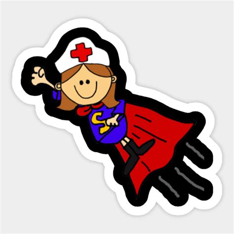 Cute Nurse Flying Superhero Cartoon Nurse Sticker Teepublic