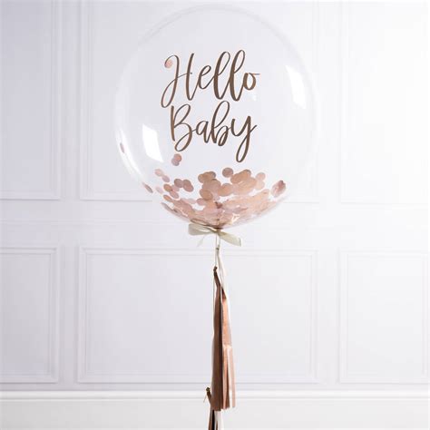 Balloon decoration ideas and tutorials for baby shower. personalised rose gold baby shower bubble balloon by ...