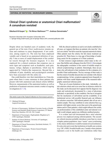 Pdf Correction To Clinical Chiari Syndrome Or Anatomical Chiari