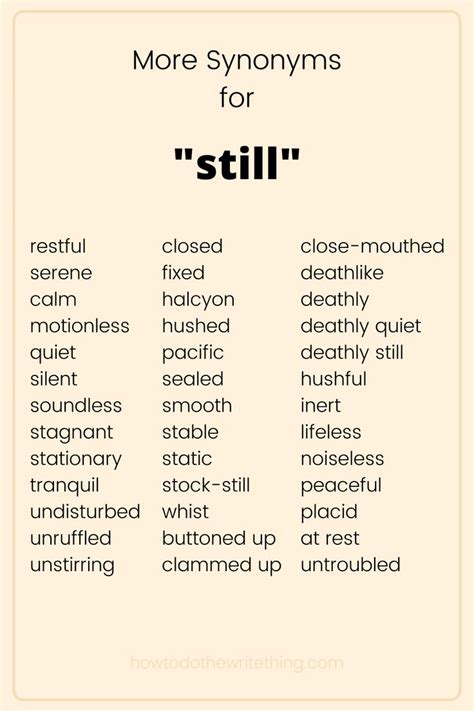 More Synonyms For Still Writing Tips Good Vocabulary Words Book