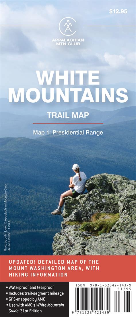 Amc White Mountains Trail Map 1 Presidential Range With Summit Detail