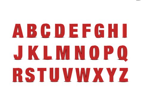 Red 3d Alphabet Freebies Psd