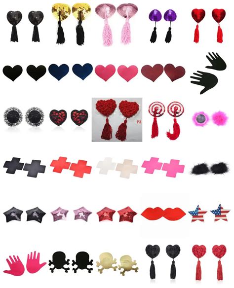 1 Pair Sex Product Sexy Sequin Nipple Covers With Tassels Heart Shape Nipple Stickers Pasties