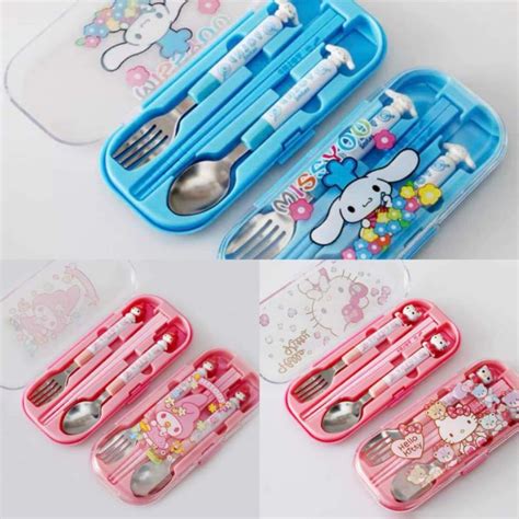 Sanrio Character Spoon And Fork With Chopstick Set Cinnamoroll Hello
