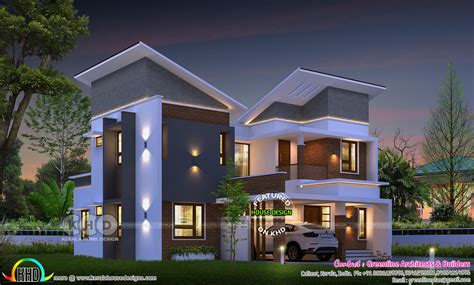 Slanting Roof Mix Modern 4 Bhk House Design Kerala Home Design And Vrogue