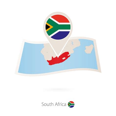 Premium Vector Folded Paper Map Of South Africa With Flag Pin Of