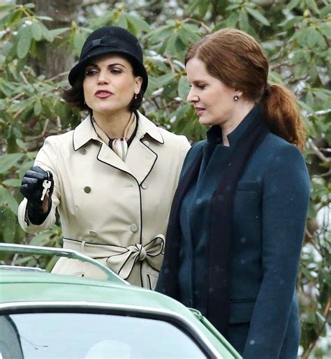 Lana Parrilla And Rebecca Mader On Set February Ouat Beverly Hills Season