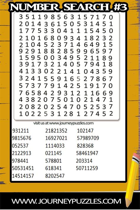 Printable Number Search Puzzles