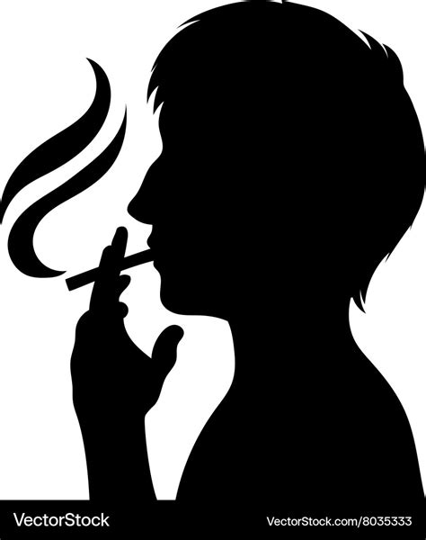 Smoker Silhouette Man With Cigarette Royalty Free Vector