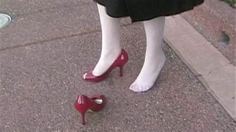 Red Peep Toe Heels Window Shopping Shoeplay Shoeplayer Kelly And Friends Clips4sale