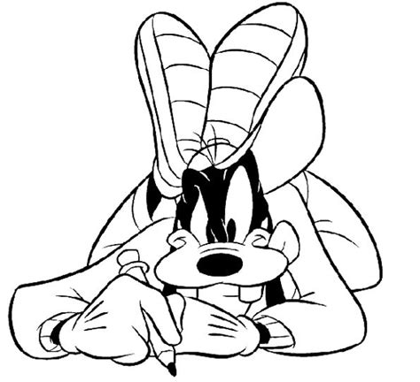 Dibujo De Goofy Clásico De Disney Para Colorear Goofy Está Escribiendo