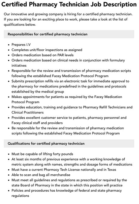 Certified Pharmacy Technician Job Description Velvet Jobs