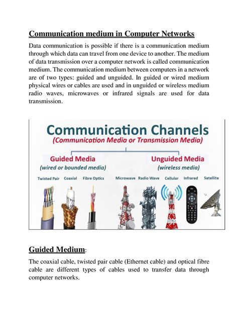 communication medium in computer networks the medium of data transmission over a computer