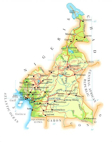 Cameroon Geographical Maps Of Cameroon