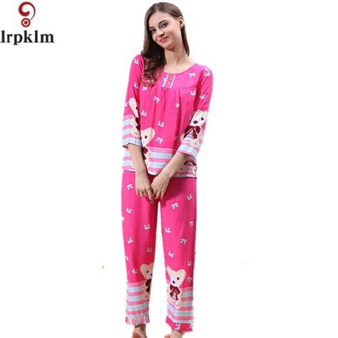 2017 spring women plus size xxl cute bear 2 pieces sleepwear pajama set lough suit nightwear
