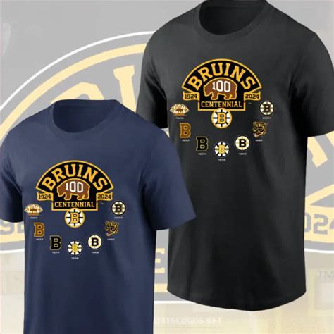Boston Bruins 100 Year Anniversary Centennial Logo History T Shirt Fan