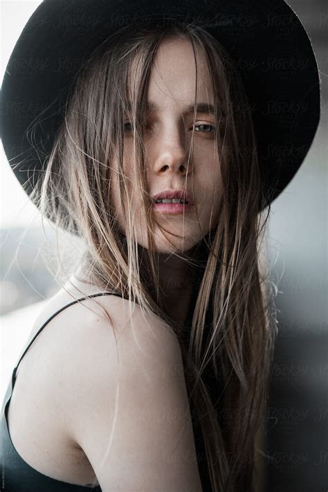 Sensual Portrait Of A Beautiful Girl In The Hat Close Up By Andrei Aleshyn