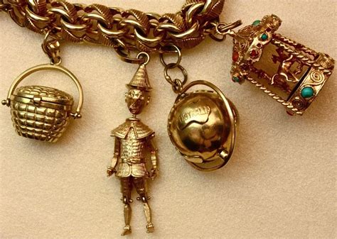 Wonderfully Rare Vintage Charm Bracelet At 1stdibs Vintage Gold Charm
