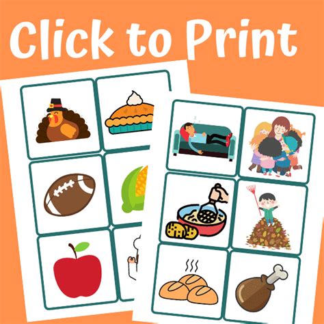 Thanksgiving Picture Charades Printable Game For Young Kids Views