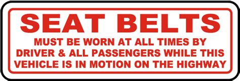 seat belts must be worn label k2479 by