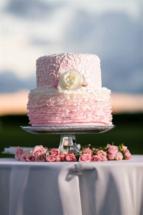Blush Pink Ombre Ruffle Wedding Cake Cake By Paradise Pastries
