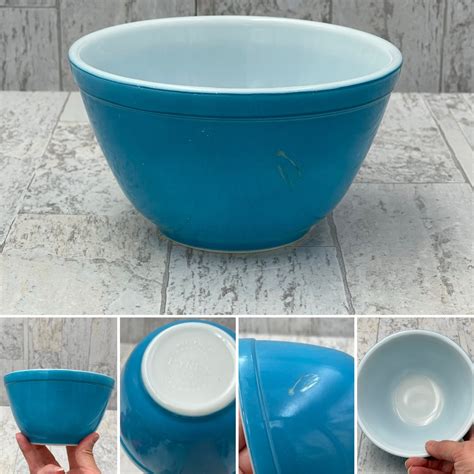 Vintage Pyrex Mixing Bowl Primary Color Blue Collectible 1940s Pyrex