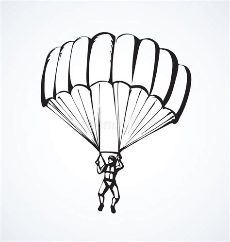 Parachutist Vector Zeichnung Vektor Abbildung Illustration Von