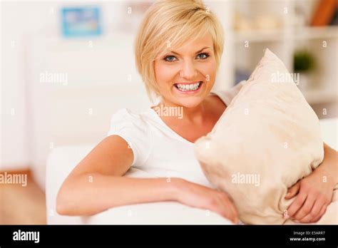 Beautiful Woman Hugging Pillow Hi Res Stock Photography And Images Alamy